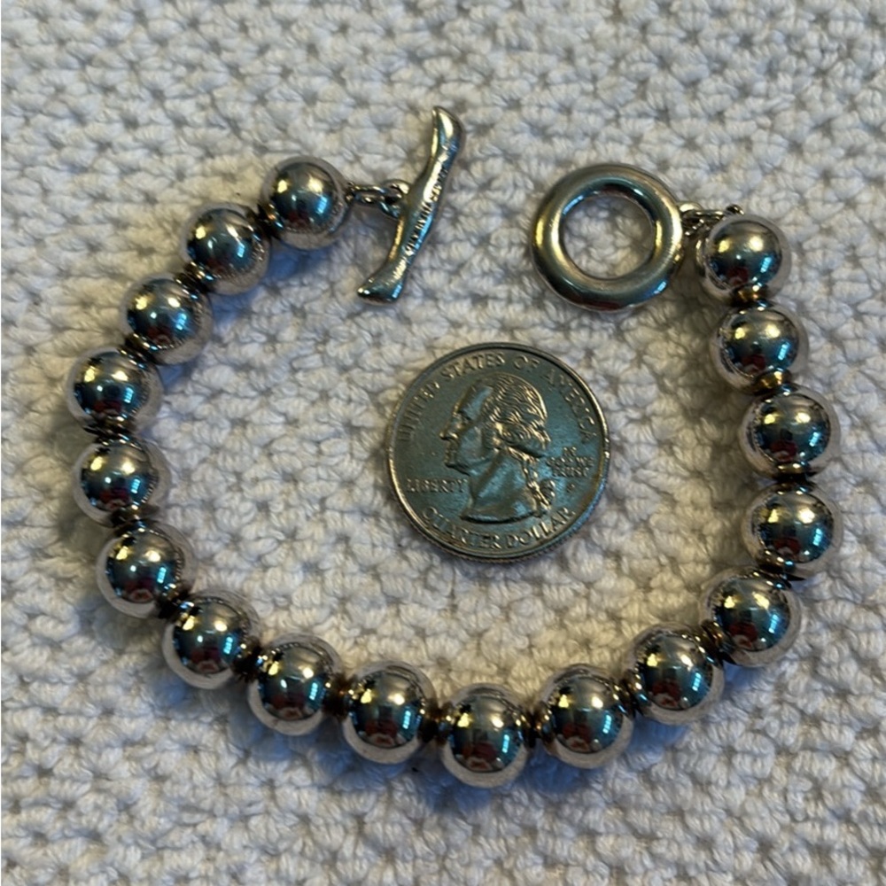 10mm 925 Silver Beaded Toggle Bracelet - Women Jewelry